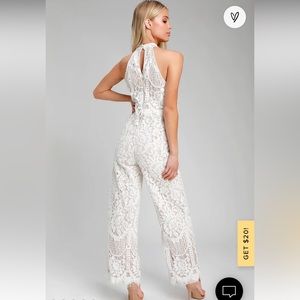 NWT Lulu’s halter high neck lace jumpsuit